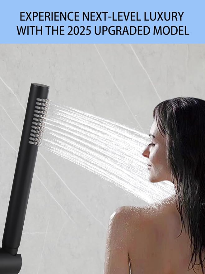 Weshi Shower Slide Bar Handheld Shower Head with Hose, Bathroom Shower faucet with Handle Spray, High Pressure Shower Slide Bar Set Height Adjustable with 59 Inch Stainless Steel Hose Matte Black