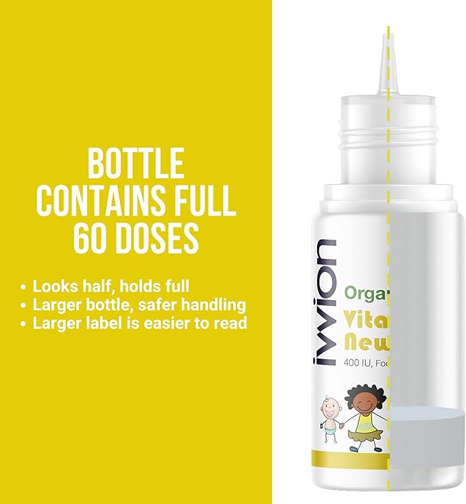 Organic Vegan 400IU, Vitamin D3, 60 Drops – Baby Drop for Infants & Toddlers | USDA Organic, Non-GMO, Plant-Based, No Additives or Preservatives, All Natural, Made in UK - Pack of 2