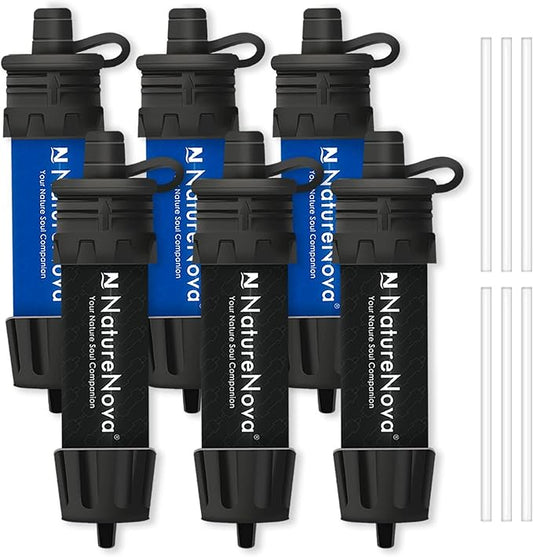 Mini Water Filter NatureNova Portable Emergency Water Filtration System Hiking Camping Straw Survival Gear Emergency Preparedness