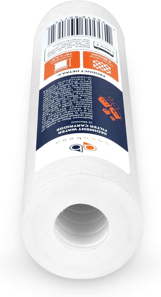 Aquaboon 5 Micron 10 x 2.5 Sediment Filter - Whole House Water Filter Replacement Compatible with Well Water Filters - P5, AP110, WHKF-GD05, 4 Pack