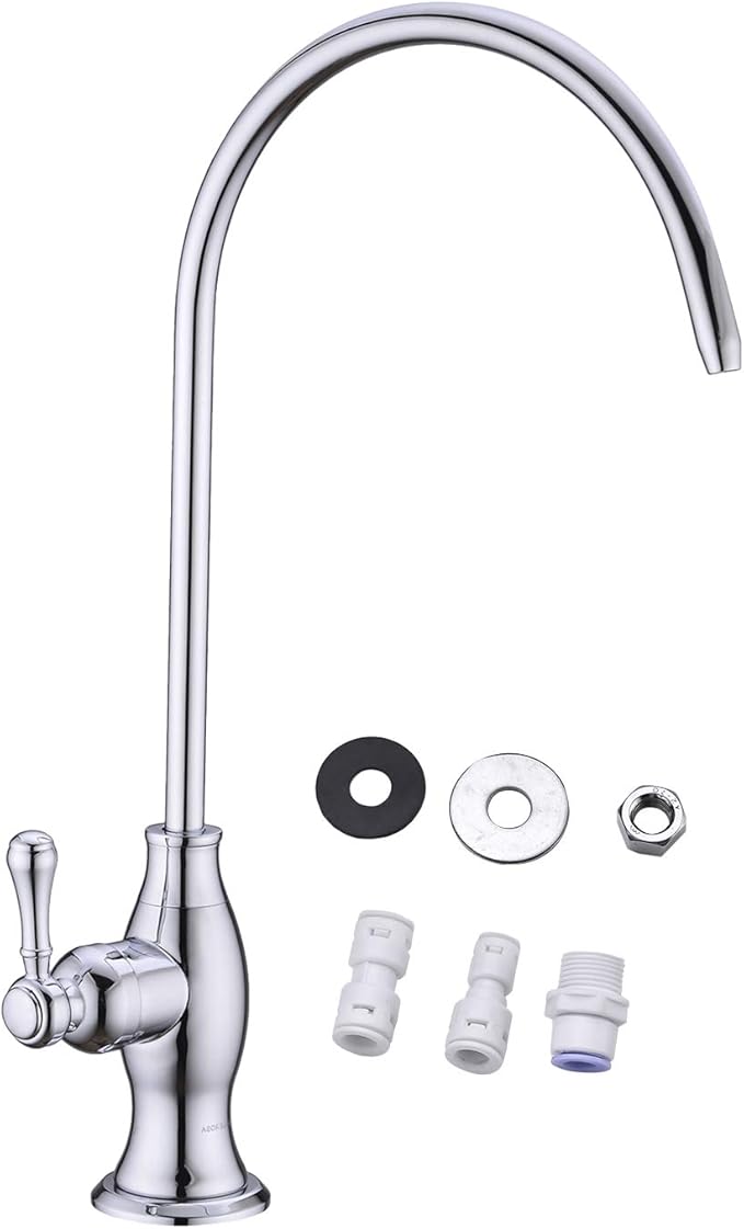 Delle Rosa Drinking Water Purifier Faucet, Commercial Water Filtration Faucets for Under Sink Water Filter System, Modern Best Brass Kitchen Bar Sink Drinking Water Faucet, Chrome