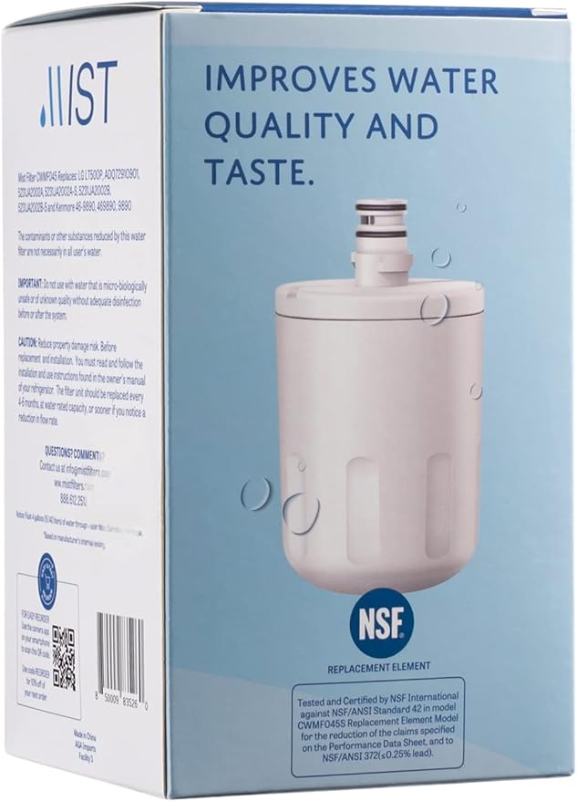 Mist 5231JA2002A Refrigerator Water Filter Replacement for LG LT500P, ADQ72910911, Kenmore 9890, Fridge LFX25974ST – NSF 42 Certified – 3 Pack