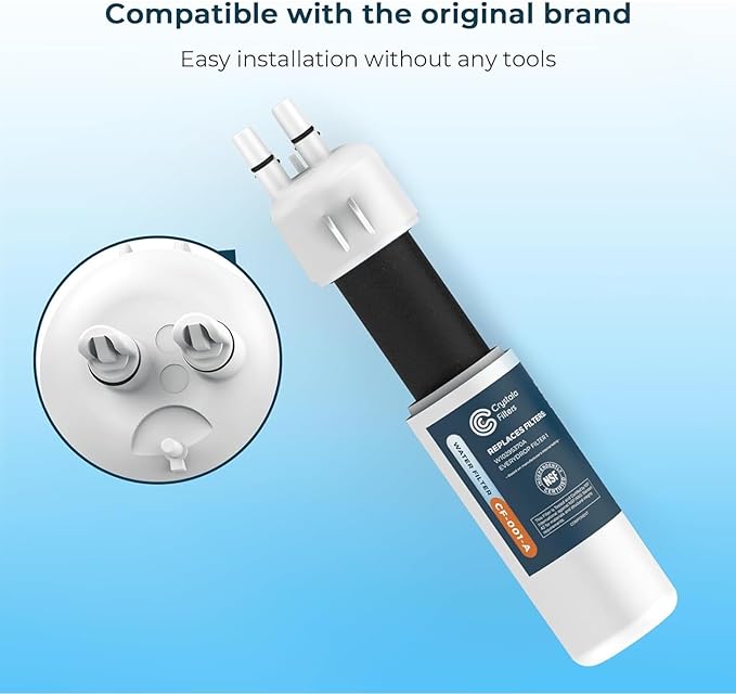 Crystala Filters Refrigerator Water Filter Compatible with W10295370A, EDR1RXD1, Filter 1, W10295370, P4RFWB, P8RFWB2L, 46-9930, 46-9081 Refrigerator Water Filter | Pack of 2