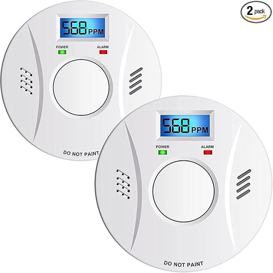2 Pack Smoke Detector and Carbon Monoxide Detector co2 Detector Battery Powered with Test/Reset Button