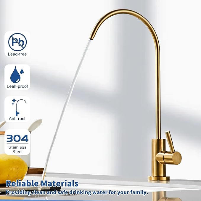 Drinking Water Faucet for Kitchen Sink, Kitchen Water Filter Faucet Stainless Steel for Reverse Osmosis or Water Filtration System Beverage Non-Air Gap RO Faucet Brushed Nickel Finish