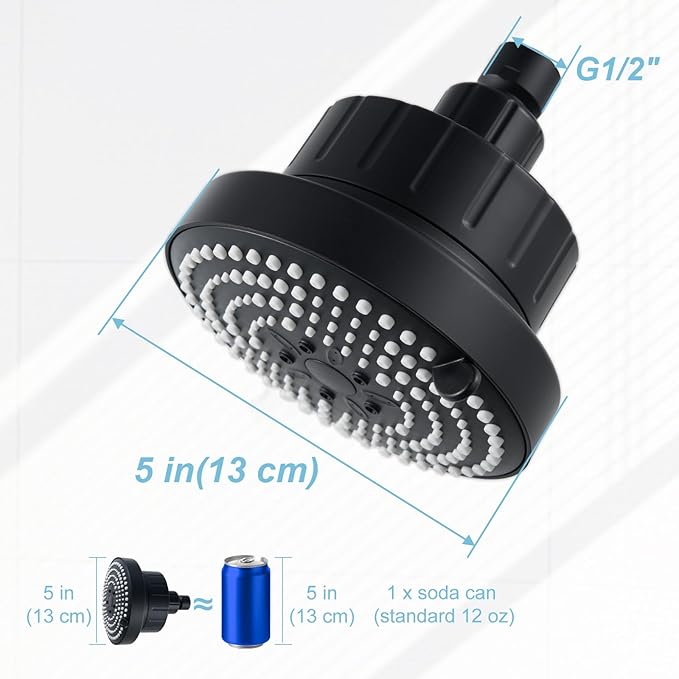 OFFO Filtered Shower Head, 20 Stage Shower Filter Head for Hard Water, 6 Modes High Pressure Shower Head with Filter for Remove Chlorine and Harmful, Matte Black