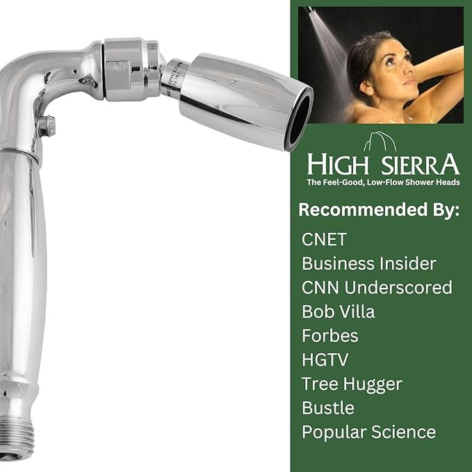 High Sierra® Solid Metal Handheld Shower Head, Lead-Free, with Built-In Trickle Valve. Shower Hose and Holder Not Included. Low Flow 1.8 GPM. Brushed Nickel