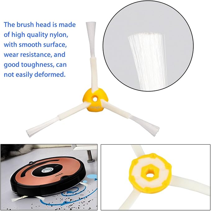 694 3-Armed Side Brush for i-Robot Roomba, 10 Pieces Replacement Accessories Parts for Roomba 650 690 614 550 760 780 (500 600 700 Series) Vacuum
