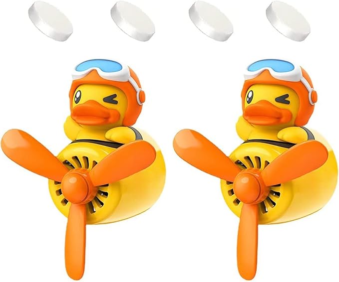 2 Pieces Car Air Fresheners, Cute Bear Pilot Car Diffuser, Propeller Air Outlet Vent Fresheners, Suitable for Automotive Interior Decoration (duck+duck)