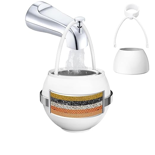 Bath Filter for Tub Faucet,Bathtub Kinder Water Filter,Hard Water Softener,Remove 99% Contaminants,Lead,Chlorine and Fluoride - Improves Skin, Hair and Nails Condition, White, BTBF-051