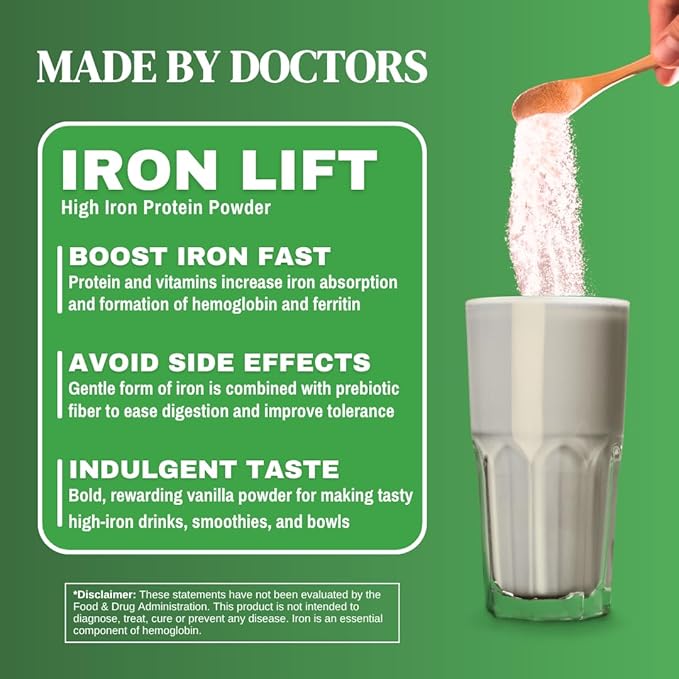 Smart Eats - Iron Powder | Highly Absorbed | Avoids Side Effects | Complete Nutrition: Protein, Vitamins, Fiber | Tasty Drinks & Shakes | Boost Hemoglobin, Ferritin | Vanilla Flavor | 15 Scoops