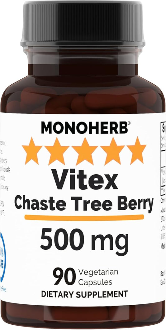 Vitex Chaste Tree Berry 500 mg - 90 Veg Capsules - 90 Servings