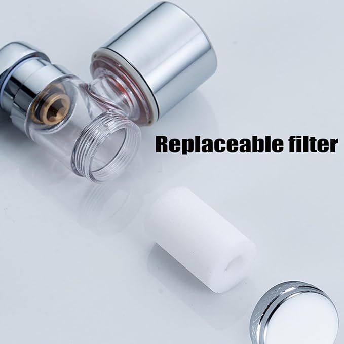 5PCS PP Cotton Filter, 1080° Rotating Filter Faucet Extender,Universal Splash Filter Faucet, Water Filter Faucet for Kitchen Bathroom, Usable for Half A Year