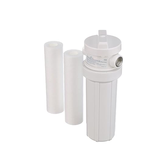 Watts Premier White Whole House Water Filtration Kit with Built-in Bypass Valve, Filter Housing, Three 50-Micron Sediment Filters, Mounting Bracket, Wrench