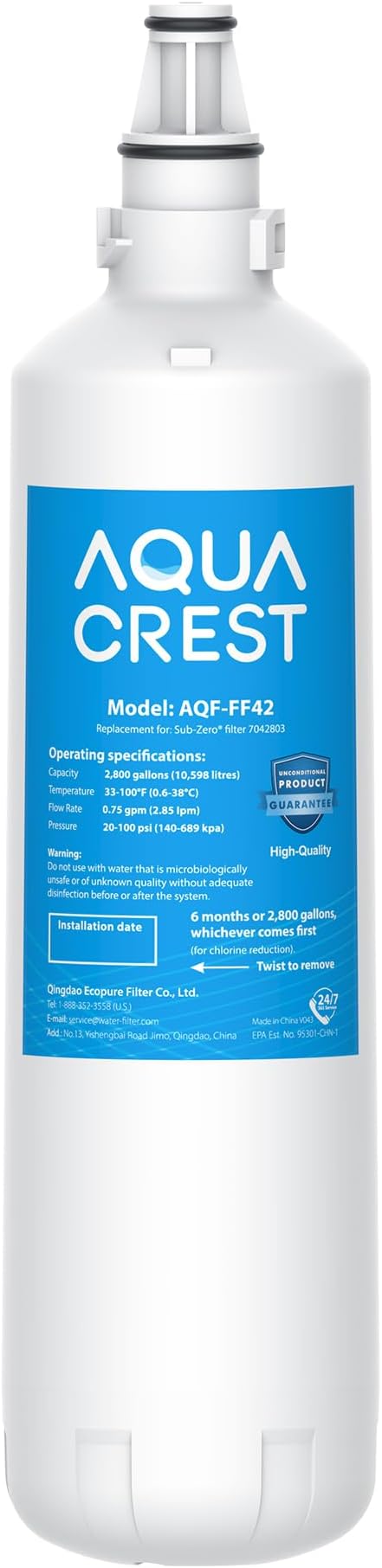 AQUA CREST 7012333/7042803 Ice Maker Water Filter, Replacement for Sub-Zero 7012333/7042803, UC-15, UC-15IP Ice Maker Water Filter, Manitowoc K00374, 1 Pack