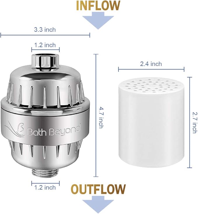 Bath Beyond Shower Filter Vitamin C 15 Stage High Output Water Filter With cartridge for Hard Water - Shower Head Filter Rose Gold