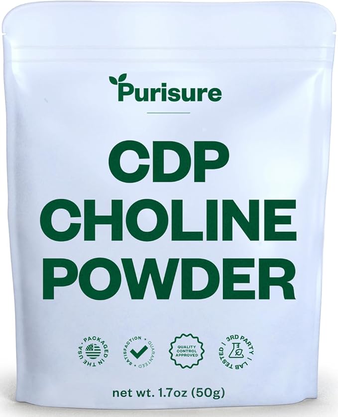 CDP Choline Powder, 50g, CDP Choline Supplements That Support Attention, Focus, and Energy, Citicoline Powder for Cognitive Function, Increases Motivation and Productivity, 200 Servings