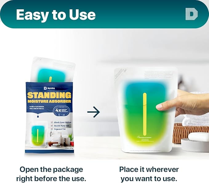Dry & Dry [35 Packs Standing Moisture Absorbers to Control Excess Moisture for Basement, Closets, Bathrooms, Laundry Rooms - Moisture Absorbers Moisture Absorber