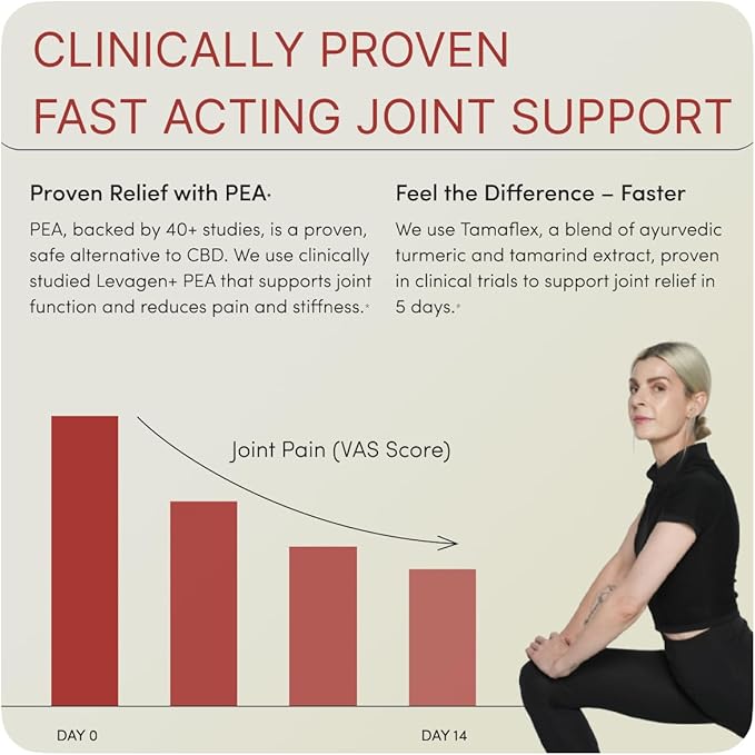 MOVE Fast Acting Joint Supplements | Tamaflex® Turmeric & Tamarind, Levagen®+ PEA Palmitoylethanolamide, Boswellia Serrata, Bioperine® Black Pepper Extract | Joint Support & Mobility | 60 Vegan Caps