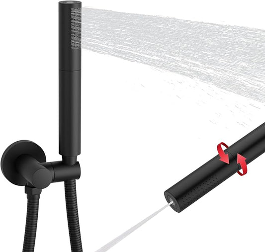 Matte Black Shower Wand 2 In 1 Fuction Hand Held Shower Head High Flow 7 Inch Brass Shower Head High Pressure Handheld Shower Head Sprayer with 59 Inch Hose and Bracket