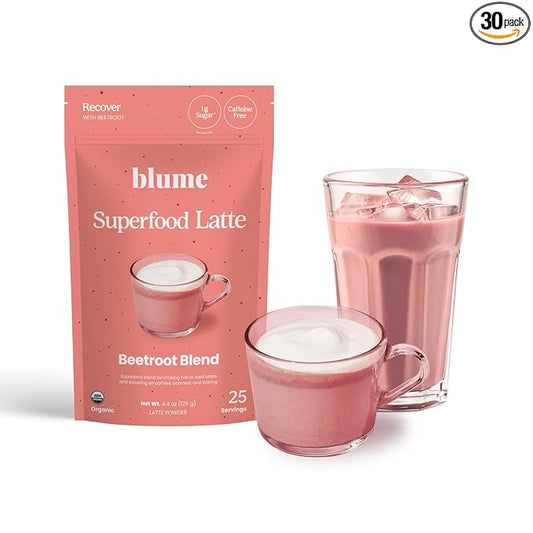 Blume Superfoods Latte - Beetroot Powder, Energy Boosting, Organic Beet Powder, Clove, Cinnamon, Ginger - Vegan, Keto Friendly, Gluten-Free - 25 Servings