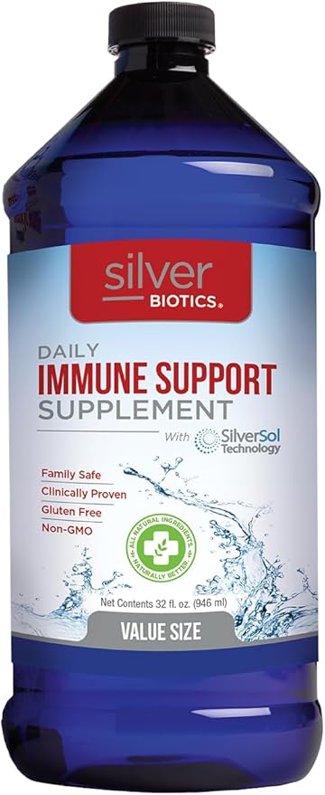 Silver Biotics Advanced Silver Technology, SilverSol Ag₄O₄ 10 PPM Immune Support | Bio-Hacking Immune Building Natural Support | 32 Fl Oz