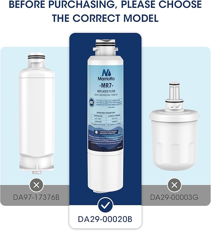 MARRIOTTO DA29-00020B Refrigerator Water Filter, Compatible with DA29-00020B, DA29-00020A, HAF-CIN/EXP, 46-9101 Refrigerator Water Filter, 1 Pack
