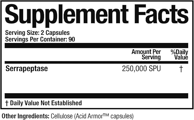Arthur Andrew Medical, Serretia, Serrapeptase Formula for Muscle and Sinus Support, 180 Capsules