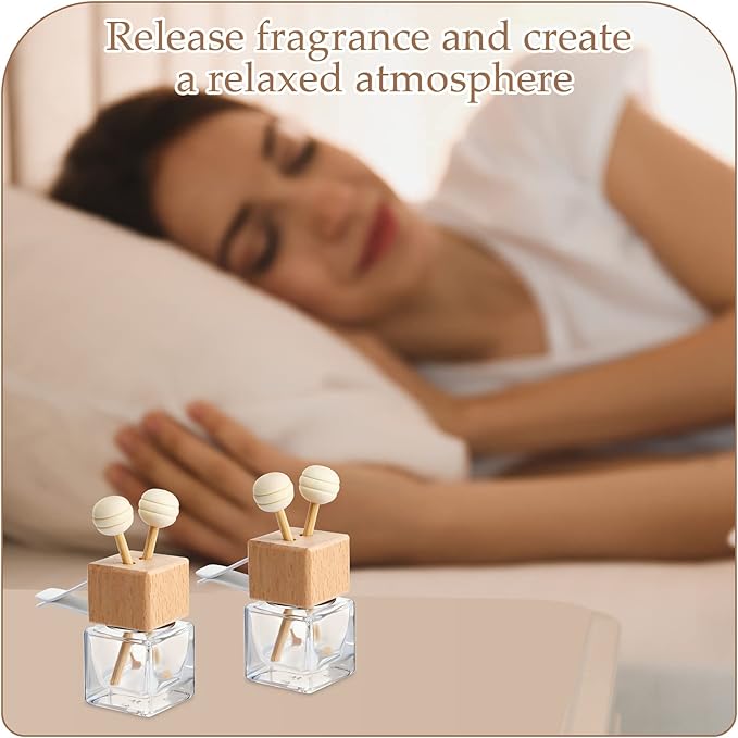 Zubebe 30 Pack Car Air Freshener Diffuser with Vent Clip Empty Car Diffuser Bottles for Essential Oil Perfume Glass Bottle with Wooden Caps Stick(Square)
