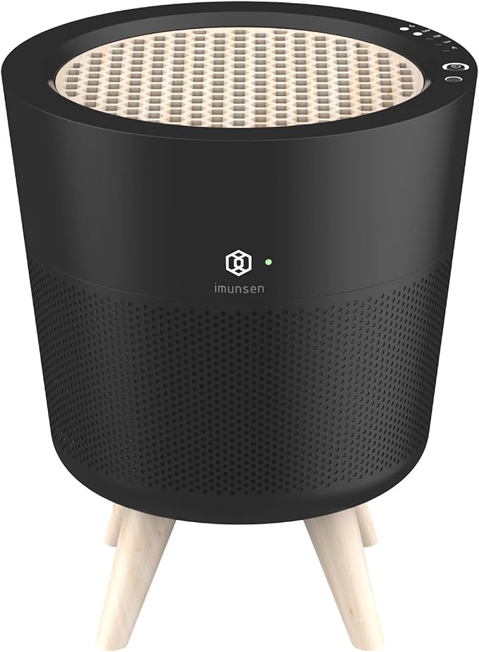 M-002B HEPA Air Purifier with H13 True HEPA Filter, Cypress Wood Filter, Auto Sleep Mode, Filters 99.97% Pollen, Smoke, Perfect for Office and Bedroom, Made in Korea - Black
