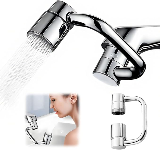 Faucet Extender, Universal Sink Faucet 1080° Rotatable Faucet Aerator Extension, 2 Mode Splash Water Filter, Swivel Robotic Arm Swivel Extension Aerator Kitchen Sink Faucet Extender (1)