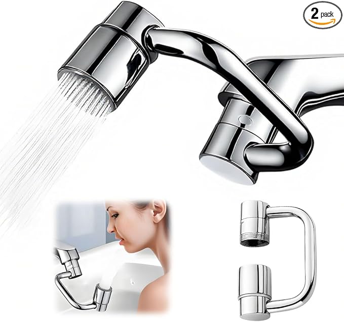 Faucet Extender, Universal Sink Faucet 1080° Rotatable Faucet Aerator Extension, 2 Mode Splash Water Filter, Swivel Robotic Arm Swivel Extension Aerator Kitchen Sink Faucet Extender (2)
