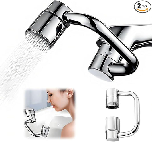 Faucet Extender, Universal Sink Faucet 1080° Rotatable Faucet Aerator Extension, 2 Mode Splash Water Filter, Swivel Robotic Arm Swivel Extension Aerator Kitchen Sink Faucet Extender (2)