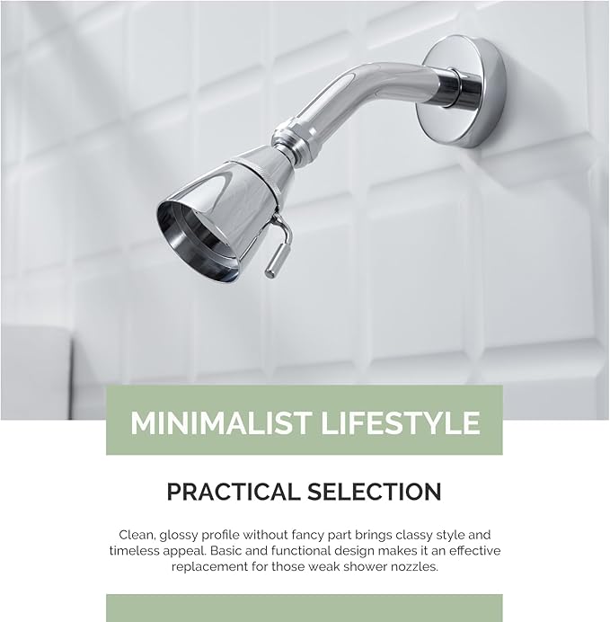 Angle Simple High Flow Shower Head, Brass Swivel Joint Adjustable Shower Sprayer, G 1/2, Chrome