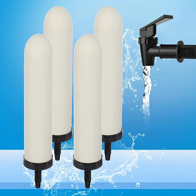 HUINING 7-inch Replacement Ceramic Filter Candle with Activated Carbon for Countertop Gravity Water Filter System and Cooler Filtration Systems