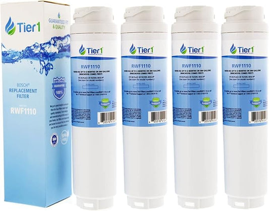 Tier1 9000 077104 Refrigerator Water Filter 4-pk | Replacement for Bosch 644845, REPLFLTR10, UltraClarity, 644845, 9000194412, 740570, 9000077095, 9000193914, Fridge Filter