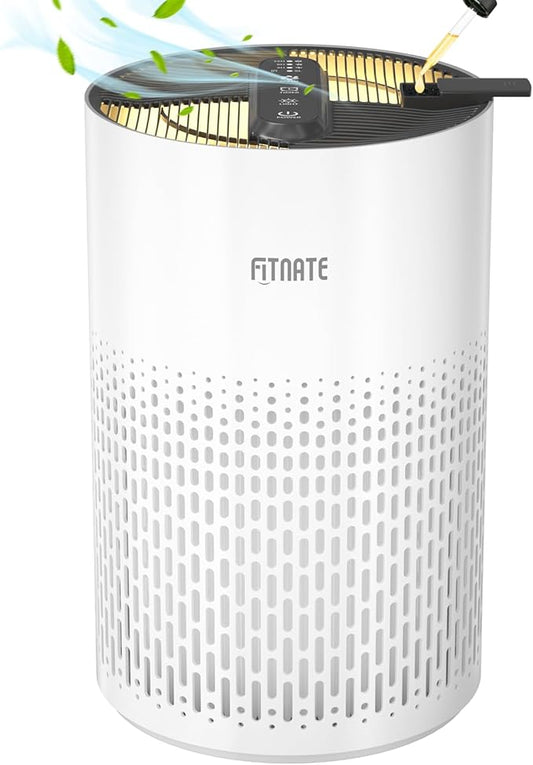 FITNATE Air Purifiers for Home Large Room Up to 1076 Ft² with Aromatherapy, H13 True HEPA Air Purifier for Pets, Quiet Air Cleaner for Smoke Dust Pollen Pets Dander Odor, with Night Light,Timer, White