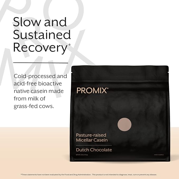 ProMix Nutrition Casein Protein Powder - Grass-Fed, Pasture Raised, Slow Release 25g Micellar Casein - 5.4g BCAAs Gluten Free, Sugar Free, Soy Free - Chocolate, 5lb