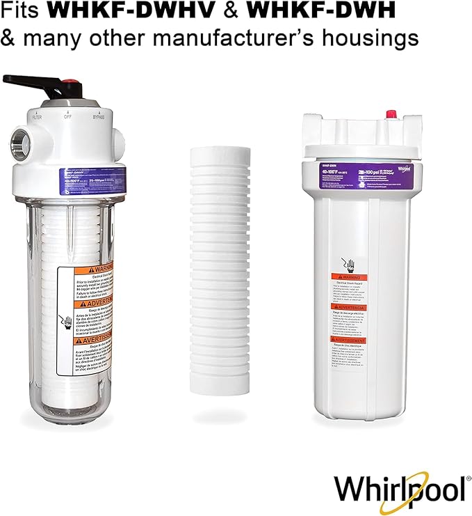Whirlpool Whole House Water Filters WHKF-GD05, Full Case of 24-Packs, NSF Certified 5-Micron Filtration Reduces Sediment, Sand, Soil, Silt & Rust, for standard filter housings