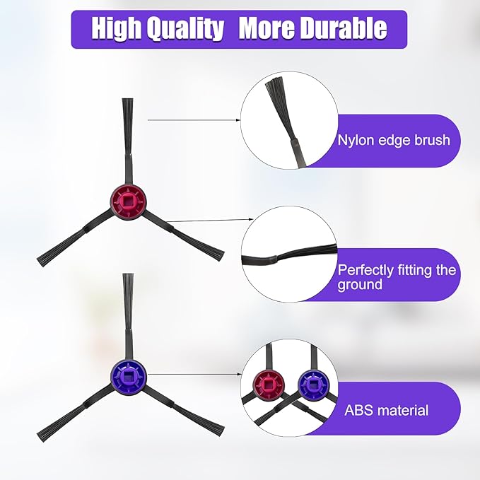 Side Brush Replacement Kits for Eureka E10S E20 Plus Robot Vacuum Cleaner Parts-6 Pack