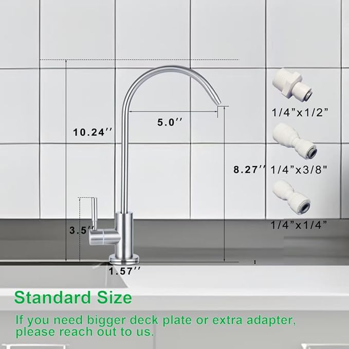 Stainless Steel Drinking Water Faucet, Non-air Gap ro Faucet for Sparkling Water, Cooler Water, Other Reverse Osmosis Water Filtration System (Brushed Nickel 2)