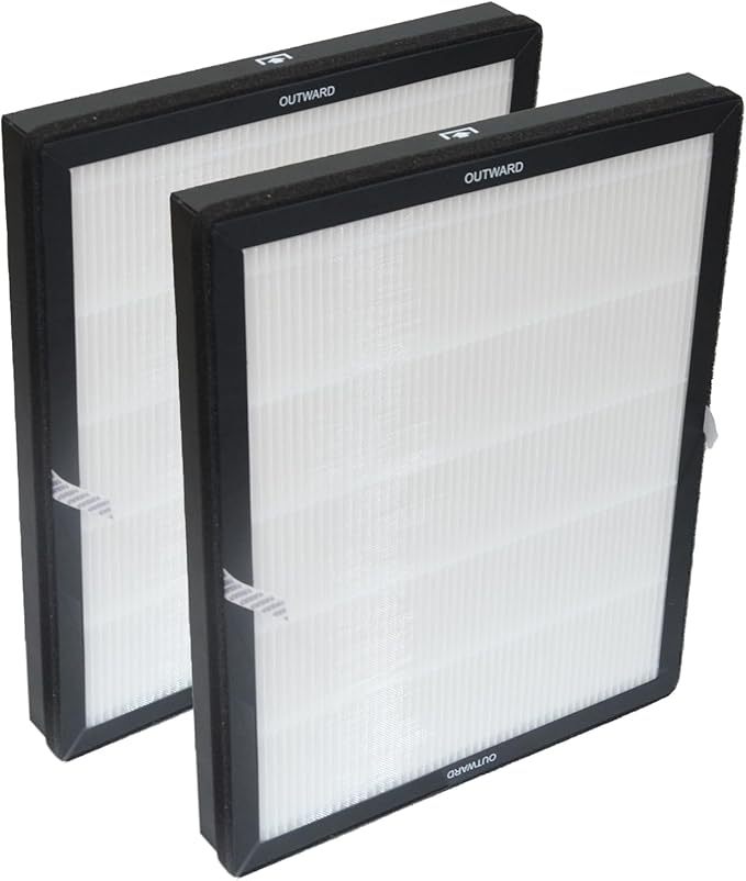 PUREBURG Replacement Filter Compatible with LUNINO E-200 Air Purifier,2-Pack H13 HEPA 3-Stage Filtration Activated Carbon 2-in-1