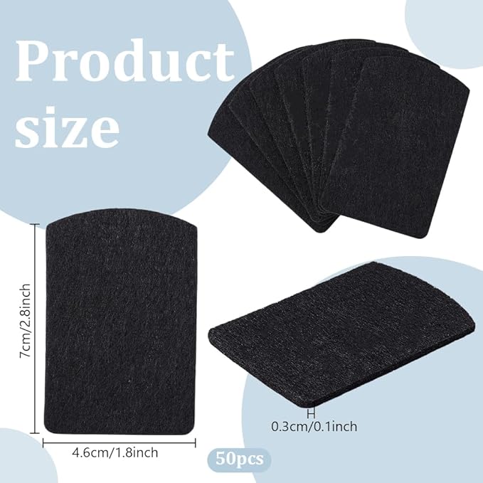 PH PandaHall 50pcs Essential Oil Pads Aroma Pads Unscented Refill Pad Essential Oil Diffuser Pad Replacement Perfume Pads for Room Humidifier Air Purifier Scent Diffuser Black, 2.8x1.8