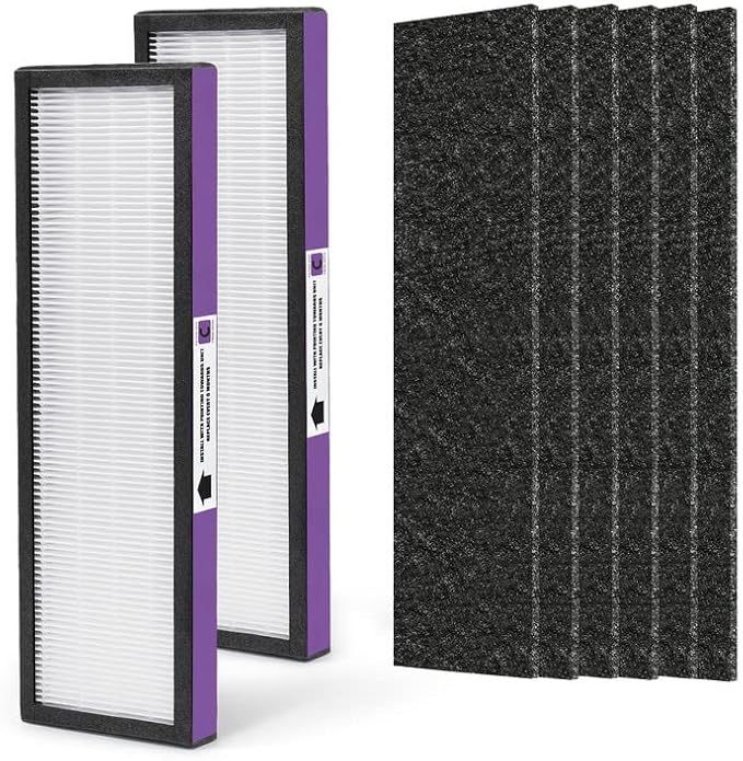 FLT5250PT Replacement Filter Compatible with Germ-Guardian Filter C Pet HEPA Air Pu-rifier AC5250PT AC5000E AC5300B AC5350W AC5350B CDAP5500 and More, 2 HEPA and 6 Pre-Filter