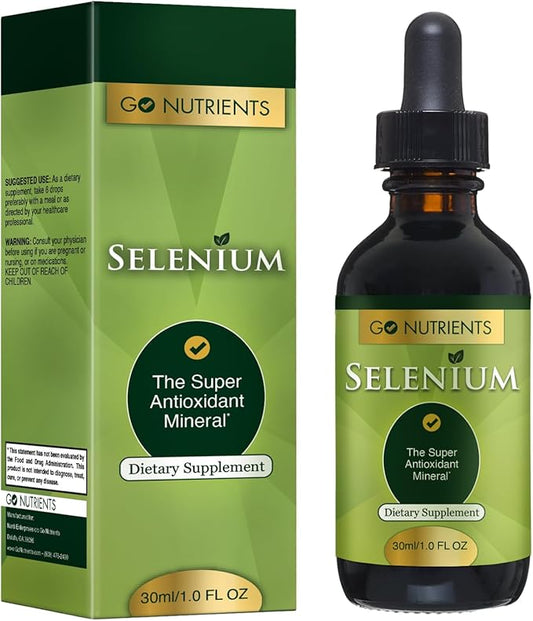 Go Nutrients Selenium Liquid Drops – 200mcg Selenomethionine for Men & Women – Pure Thyroid Support Supplement – High Absorption Tincture – for Immune & Antioxidant Health, & Energy Support, 1 oz