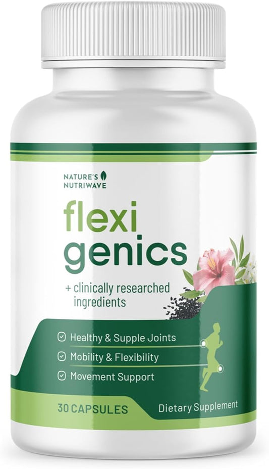Flexigenics – Natural Support Formula with Green Tea Extract, Black Cumin Seed & Vitamin K2 – Non-GMO, Easy-to-Take – 30 Capsules, 1 Month Supply