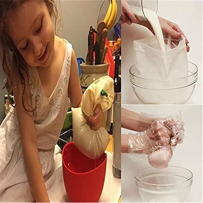 200 Micron Premium Fine Mesh Food Grade Nut Milk Bag for Almond Milk/Soy Milk/Yogurt/Juice - Fine Mesh Nylon Cheesecloth & Cold Brew Coffee Filter, 10" x 12" - Extra thick (1)