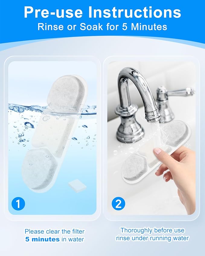 12 Pack Replacement Filter & 12 Pre- Sponges Dog Water Fountain Filters Fit for WF120 Large Dog Water Bowl Dispenser 410oz/3.2Gal/12L Automatic Pet Fountain Water Dispenser Stainless Steel