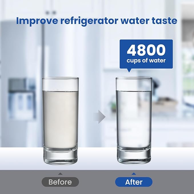 Ecoviva LT1000P Replacement Water Filter, NSF/ANSI 42, Compatible with LT1000P MDJ64844601 9980 LT1000PC ADQ74793501 LT1000 LMXS28626S LFXS26973S Refrigerator Water and LT120F Air Filter 3 Pack