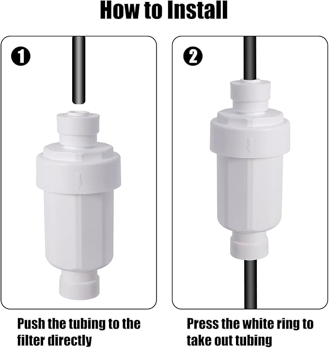 2pc Misting System Filter 100 Mesh Calcium Inhibitor Filter for 1/4 Tubing Quick Connect for Outdoor Cooling System Patio Outdoor Misting System, Prevent Blockage